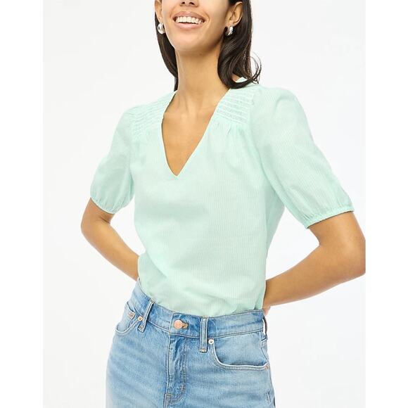 J Crew Cotton V Neck Short Sleeve Lightweight Top US Women's S New - Picture 1 of 6